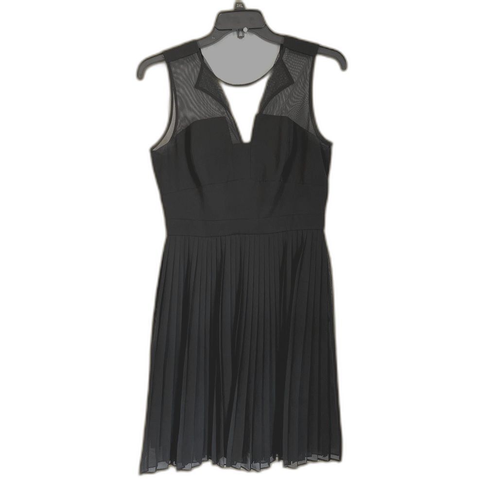 JULIA JORDAN Black Knee Length Sheer Pleated Dress SIZE 10